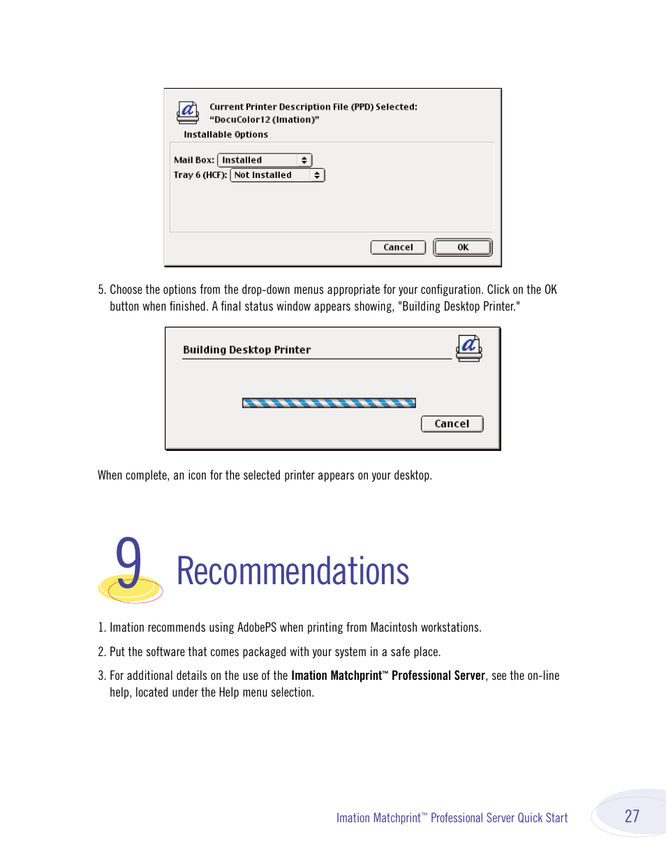 Recommendations | Imation P BASS JR 134000 User Manual | Page 27 / 28