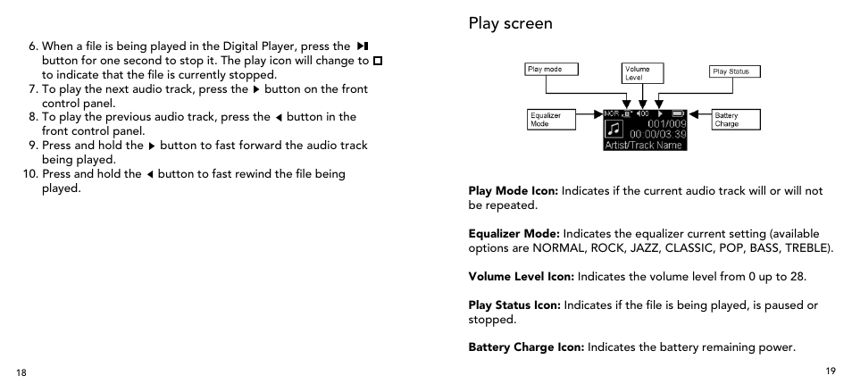 Play screen | Imation 3503 User Manual | Page 10 / 64