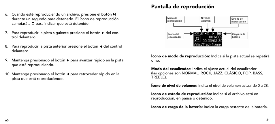 Pantalla de reproducción | Imation 3503 User Manual | Page 31 / 64