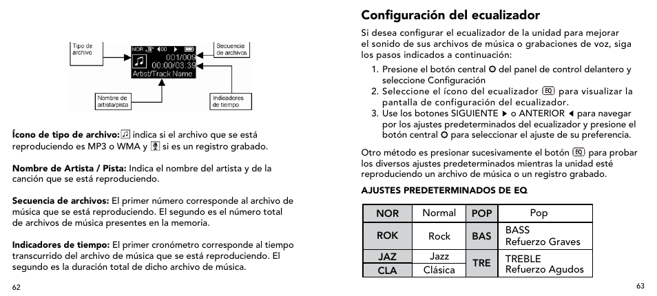 Configuración del ecualizador | Imation 3503 User Manual | Page 32 / 64