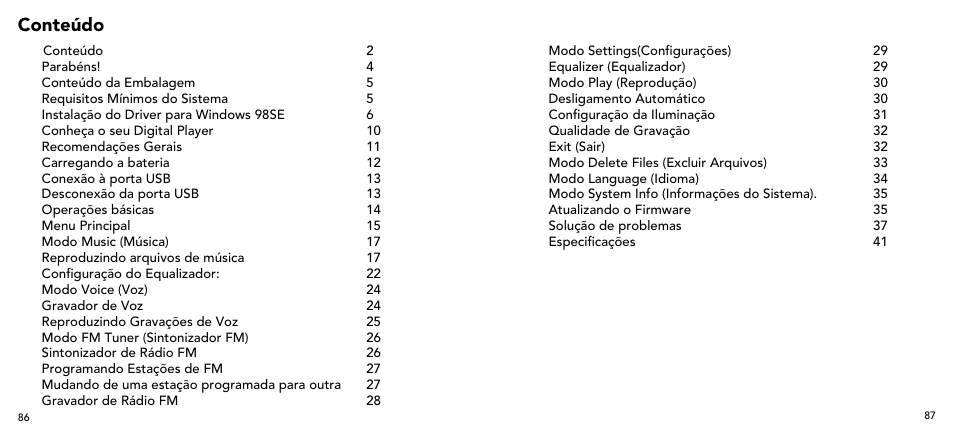 Conteúdo | Imation 3503 User Manual | Page 44 / 64