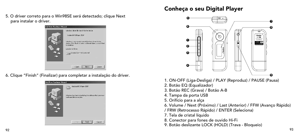 Conheça o seu digital player | Imation 3503 User Manual | Page 47 / 64