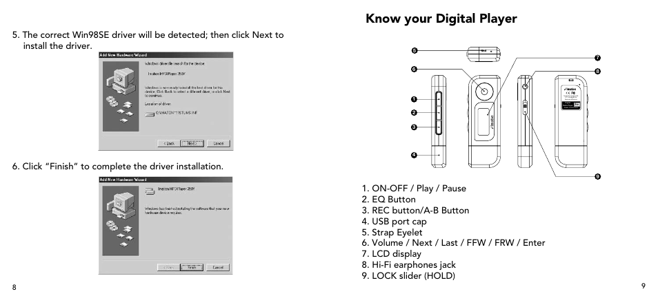 Know your digital player | Imation 3503 User Manual | Page 5 / 64
