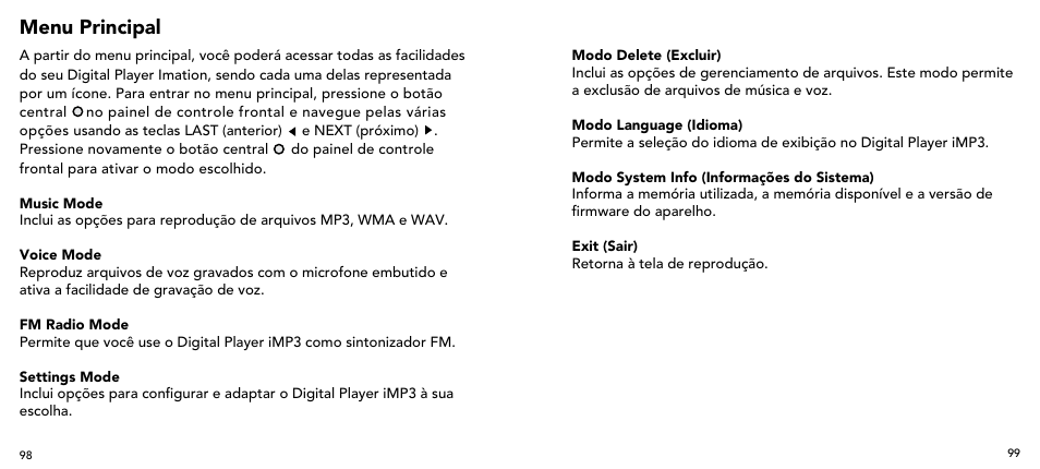 Menu principal | Imation 3503 User Manual | Page 50 / 64