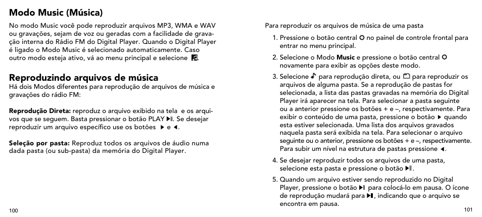 Modo music (música), Reproduzindo arquivos de música | Imation 3503 User Manual | Page 51 / 64