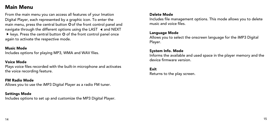 Main menu | Imation 3503 User Manual | Page 8 / 64