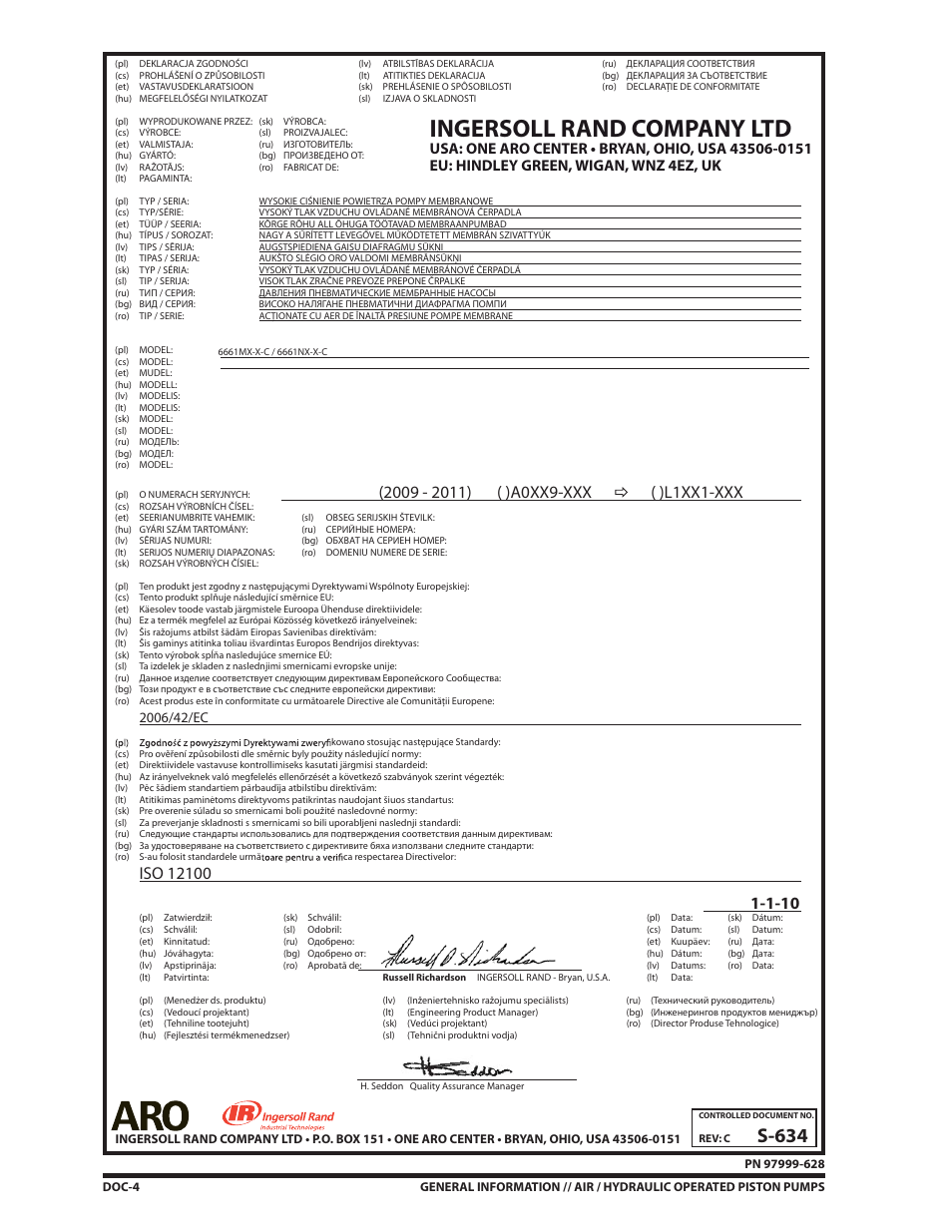 Ingersoll rand company ltd, S-634 | Ives S-634 User Manual | Page 53 / 53