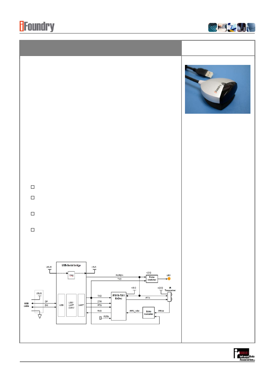 IFoundry Systems USB Serial-IR Adapter IFSYS-8004 User Manual | 2 pages