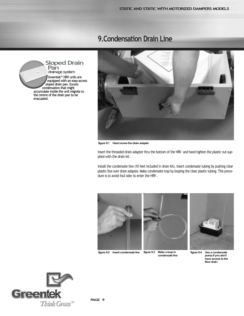 Condensation drain line, Sloped drain pan | Imperial SHMTM User Manual | Page 9 / 16