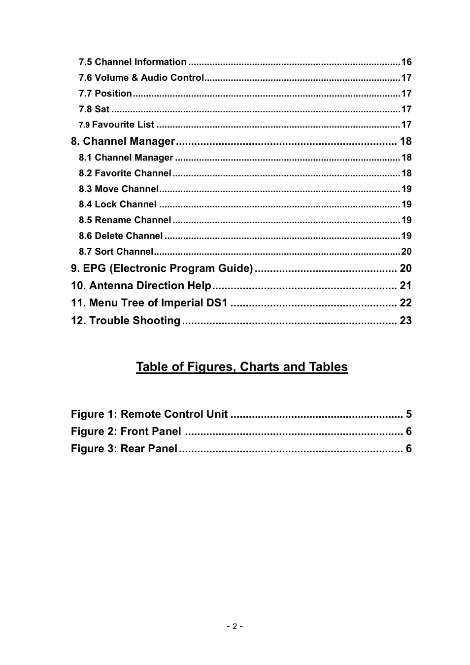Table of figures, charts and tables | Imperial DS1 User Manual | Page 3 / 25