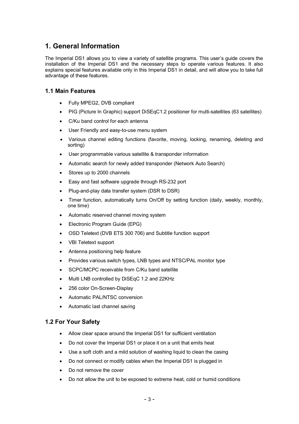 General information | Imperial DS1 User Manual | Page 4 / 25