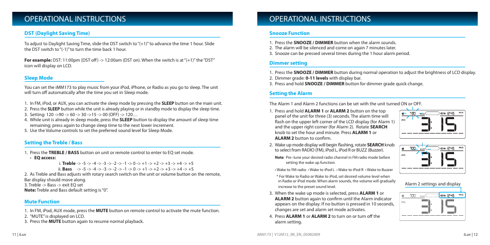 Operational instructions | Iluv IMM173 User Manual | Page 7 / 15