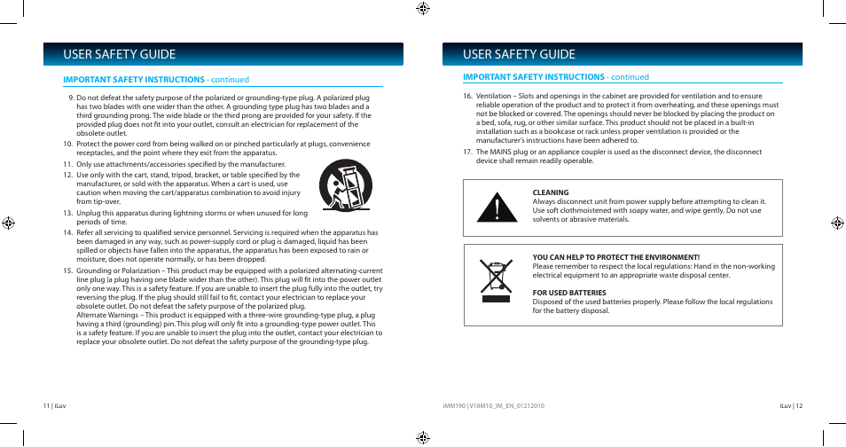 User safety guide | Iluv IMM190 User Manual | Page 7 / 10