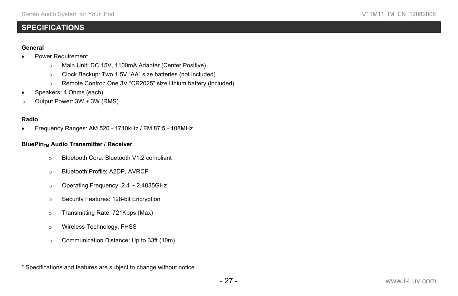 Iluv i277 User Manual | Page 28 / 29