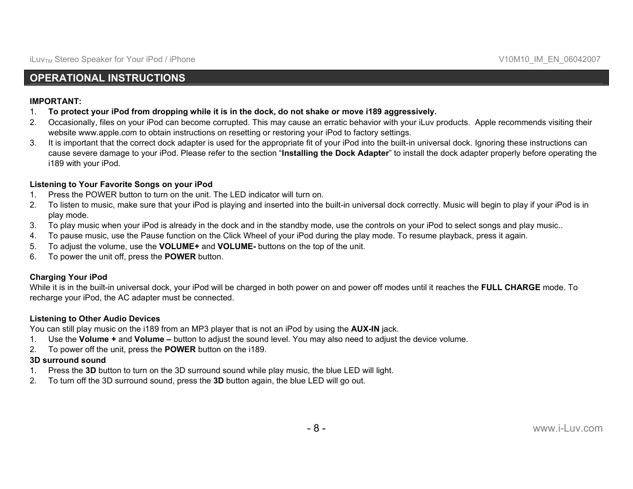 Iluv I189 User Manual | Page 9 / 12