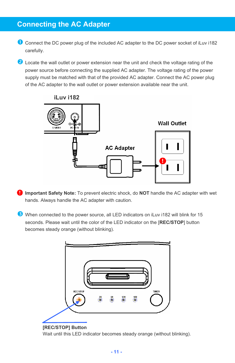 Connecting the ac adapter | Iluv i182 User Manual | Page 12 / 41