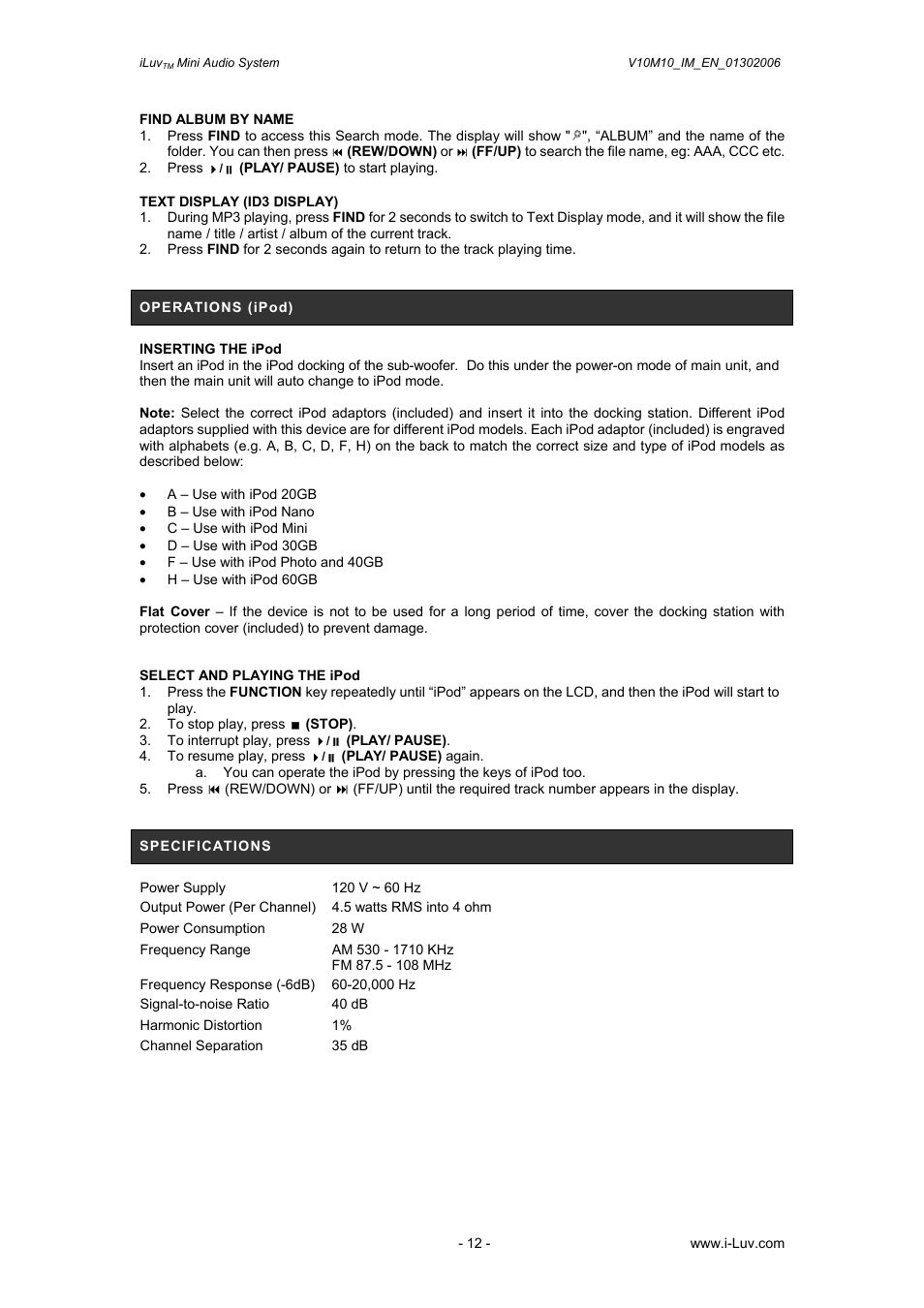 Iluv i7500 User Manual | Page 13 / 14