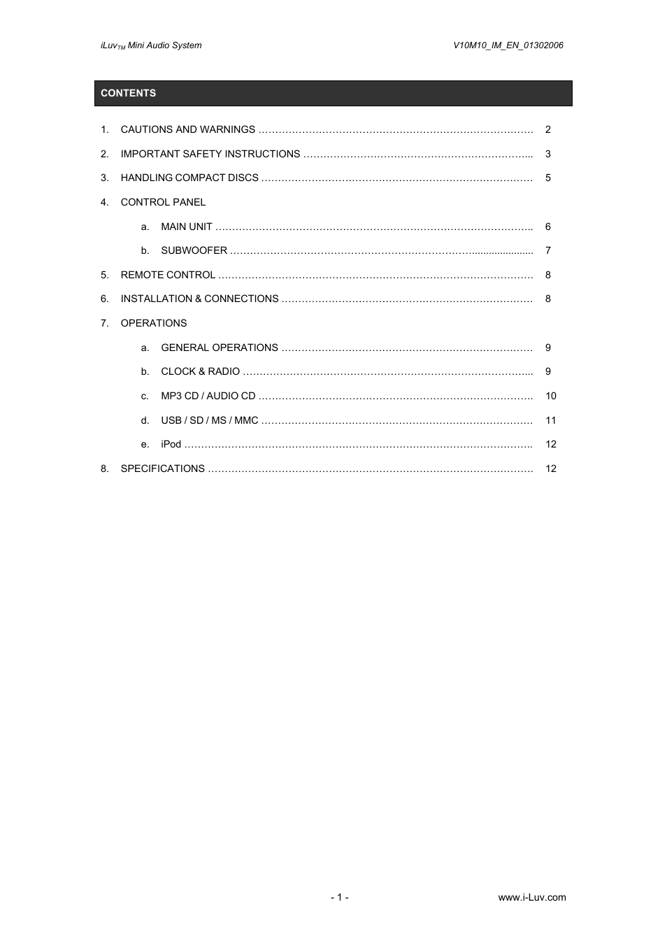 Iluv i7500 User Manual | Page 2 / 14