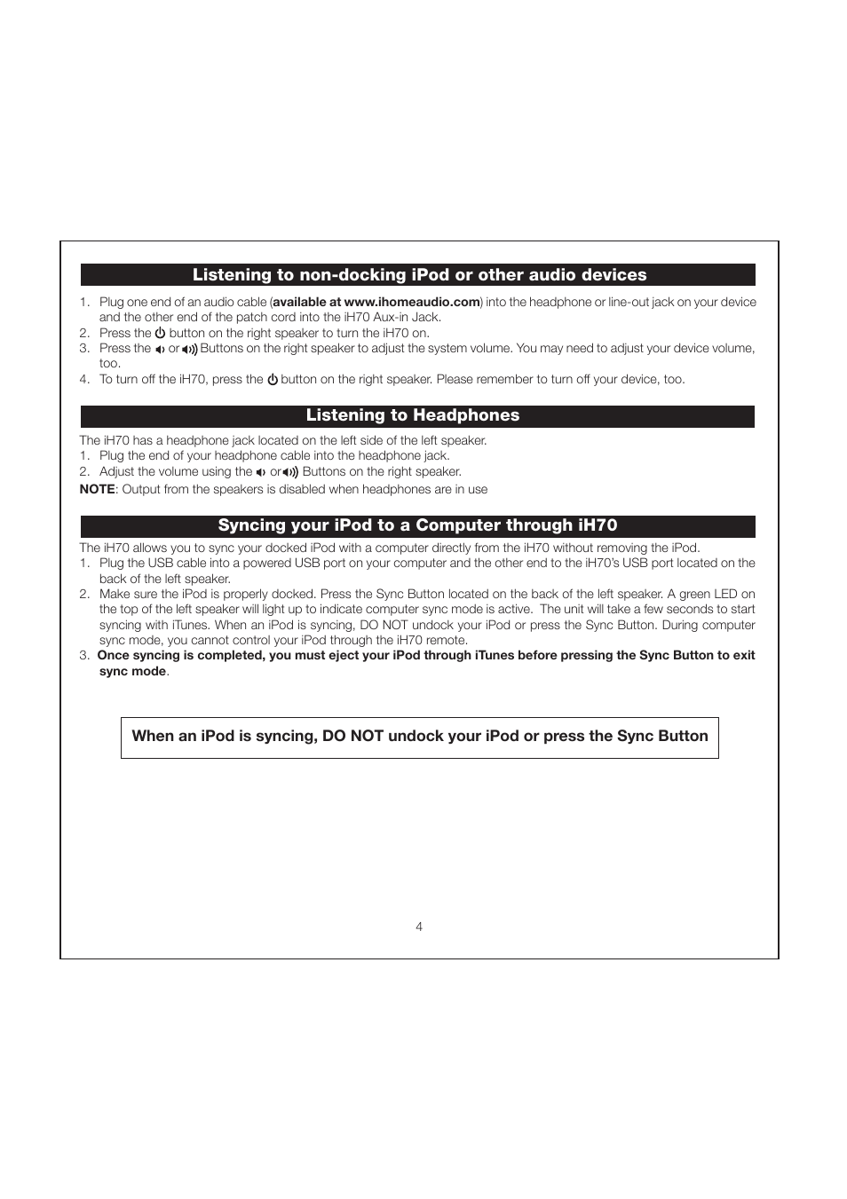 iHome iH70 User Manual | Page 7 / 12