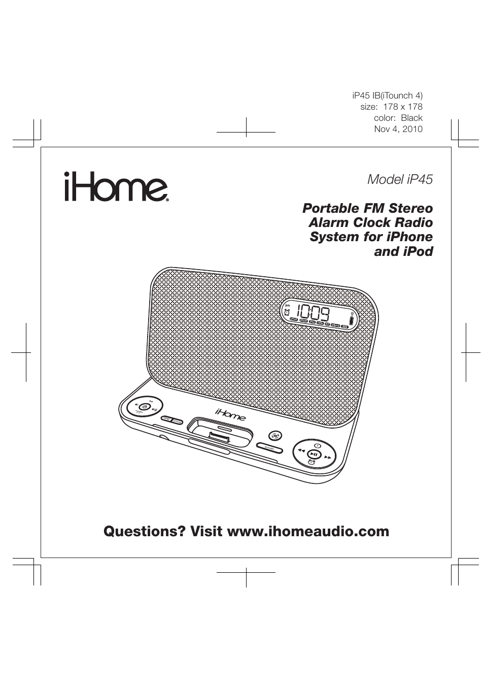 iHome IP45 User Manual | 13 pages