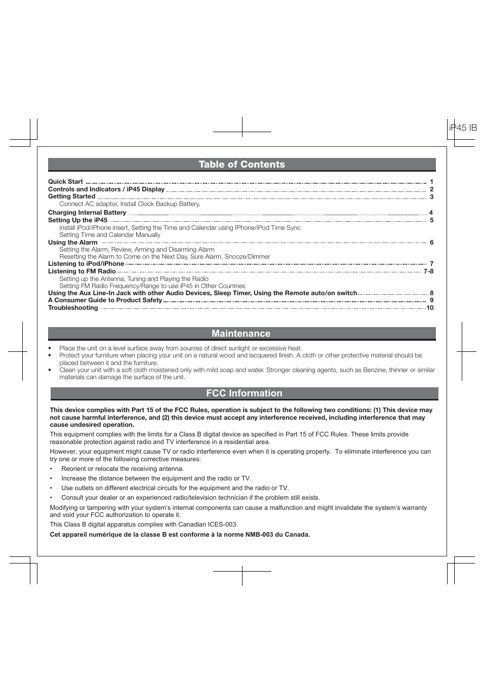 iHome IP45 User Manual | Page 2 / 13