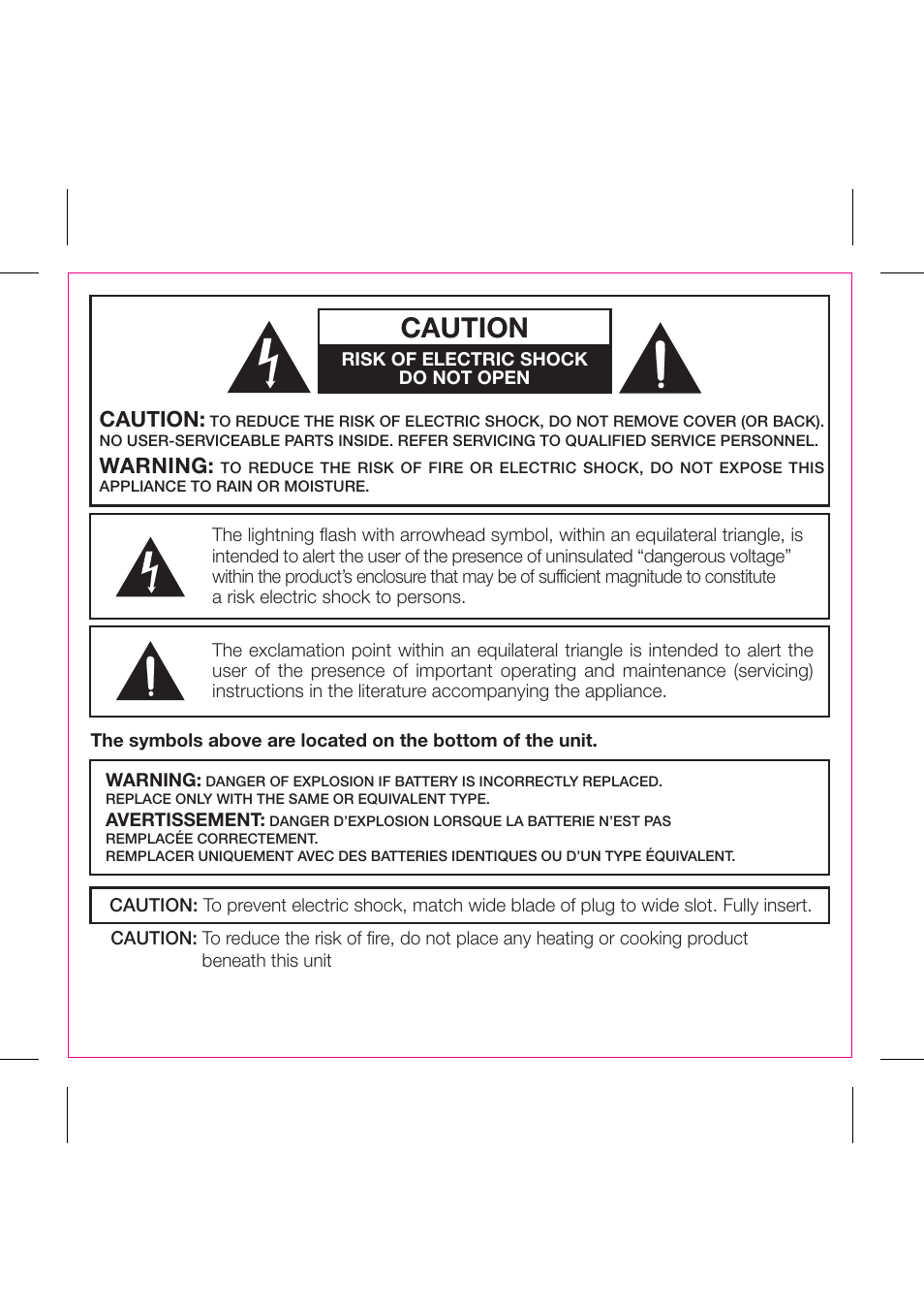 Caution, Warning | iHome iH82 User Manual | Page 3 / 15