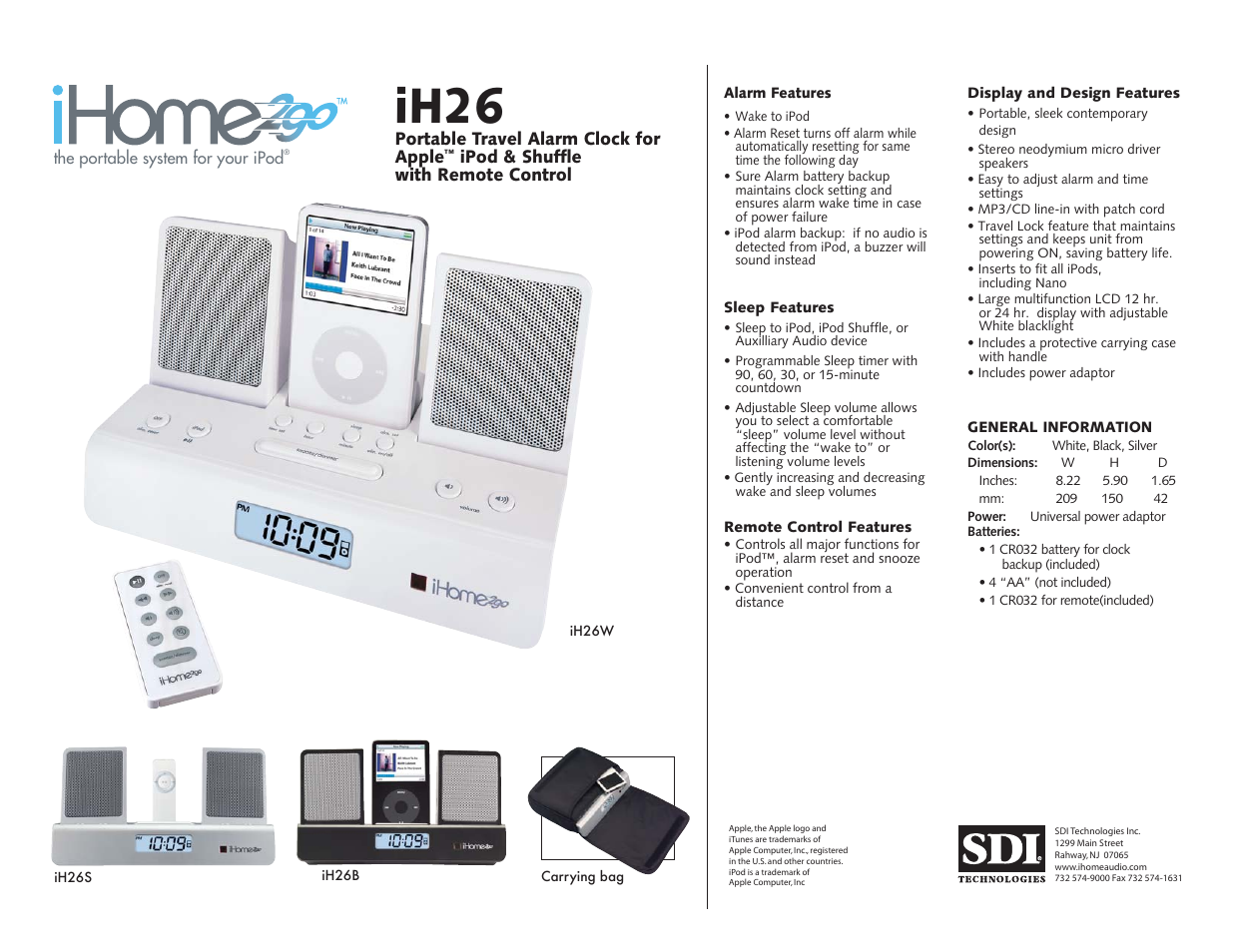 iHome iH26B User Manual | 1 page