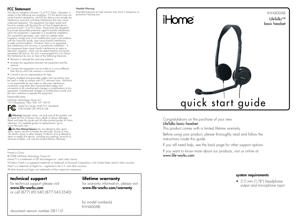 iHome IH-H400AB User Manual | 2 pages