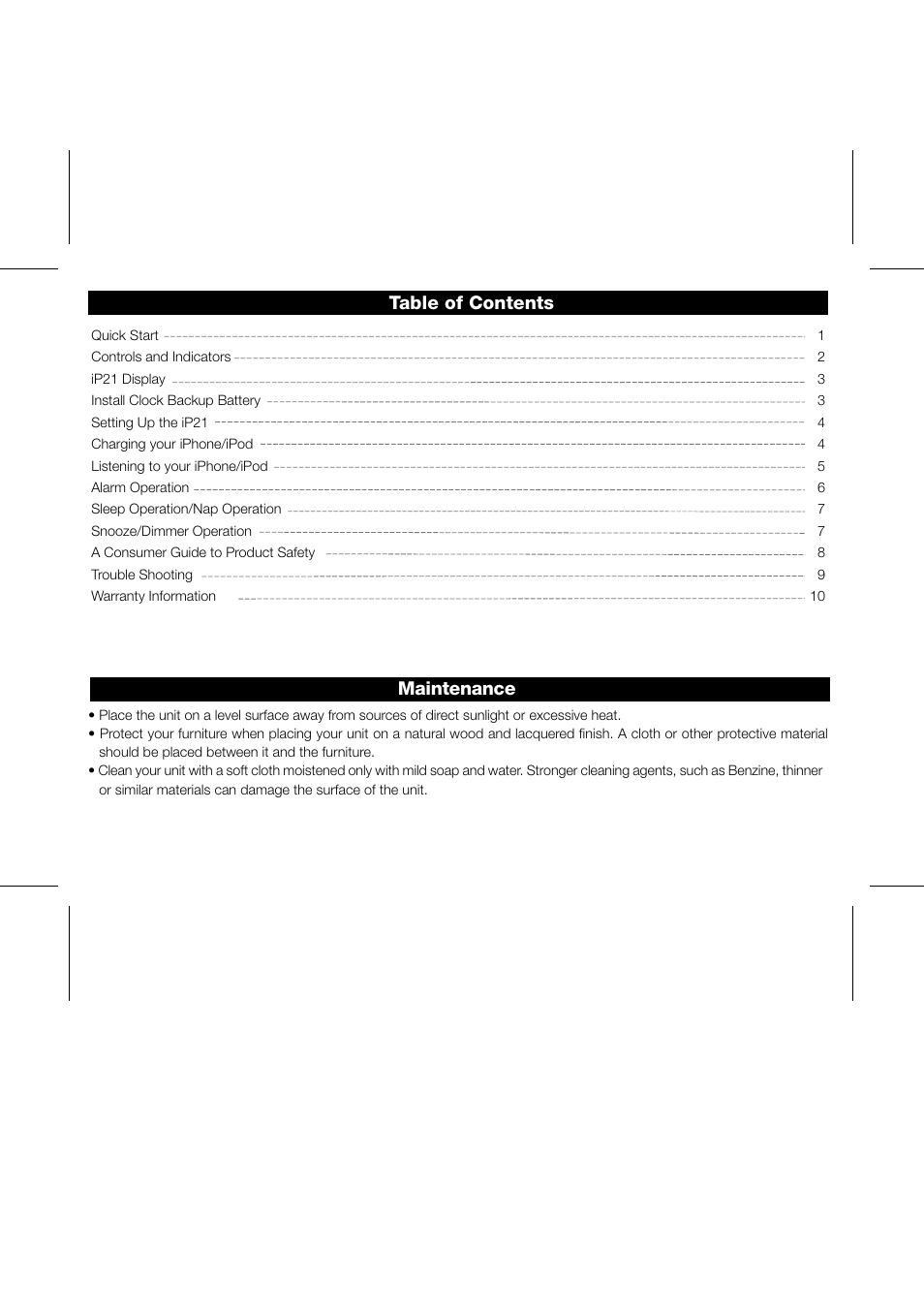 iHome IP21 User Manual | Page 2 / 13