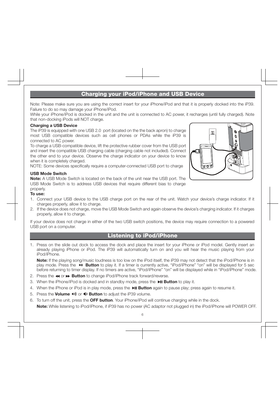 iHome IP39 User Manual | Page 8 / 12
