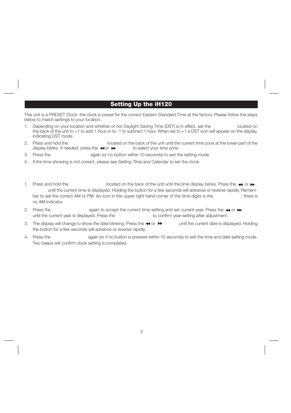 Setting up the ih120 | iHome iH120 User Manual | Page 8 / 15