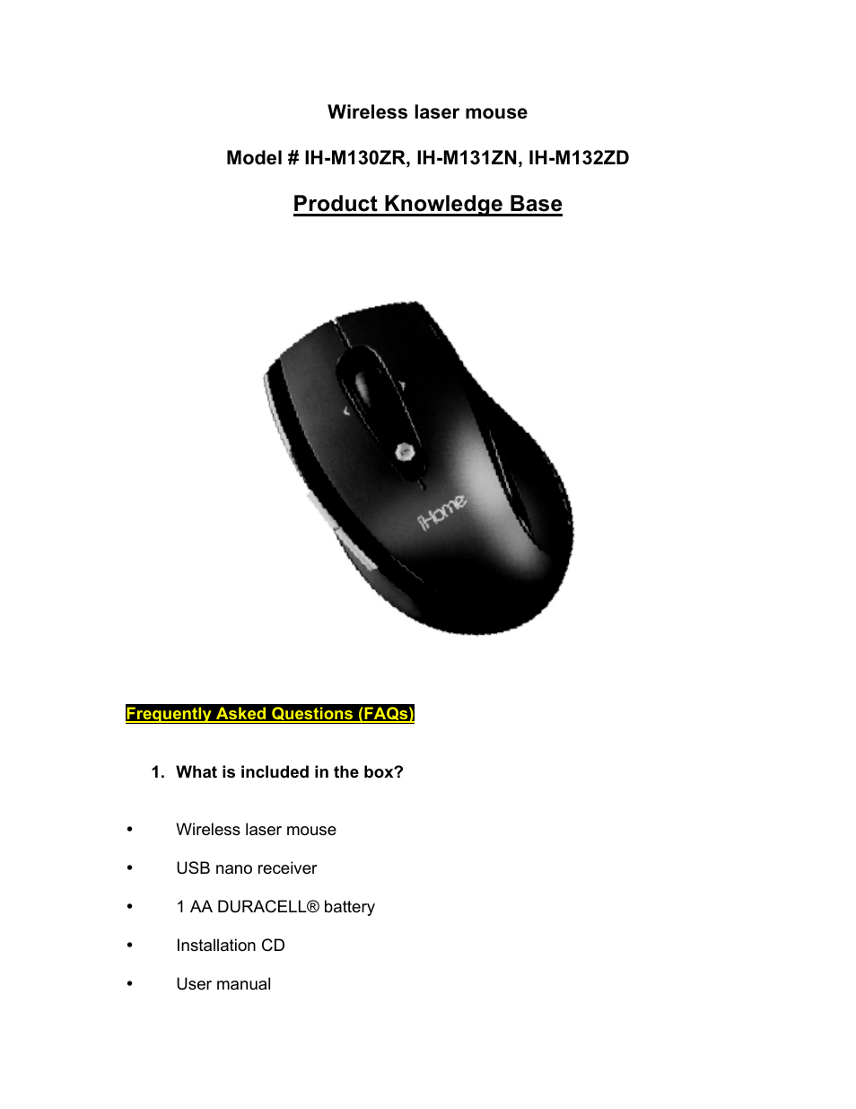 iHome IH-M132ZD User Manual | 7 pages