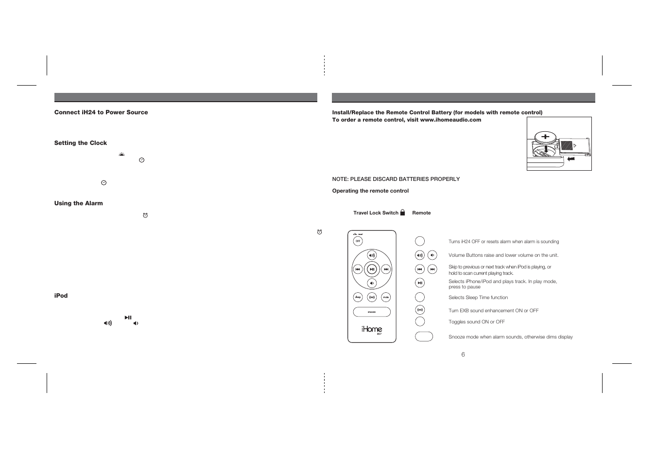 iHome IH24 User Manual | Page 8 / 13