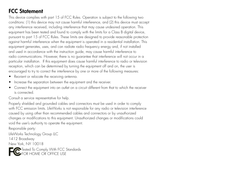 Fcc statement | iHome IH-M152OB User Manual | Page 6 / 8