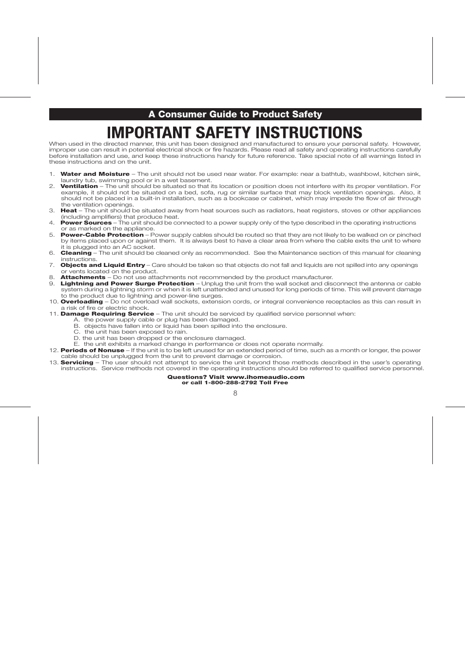 A consumer guide to product safety | iHome iH110 User Manual | Page 11 / 14