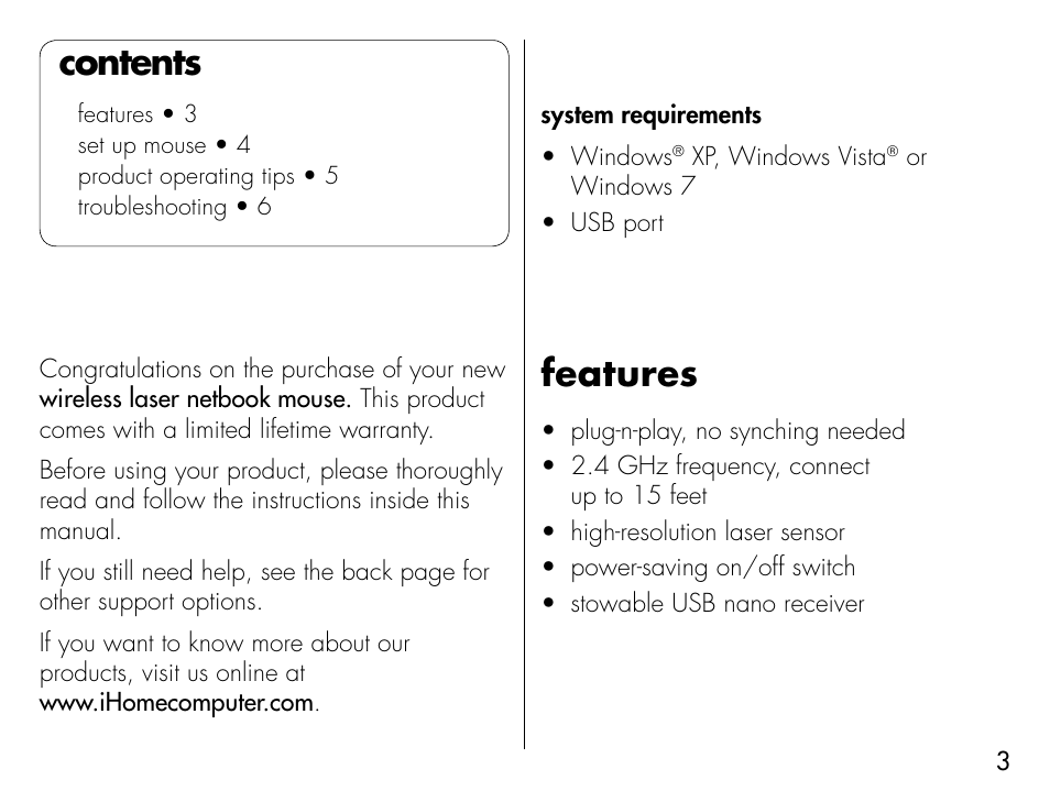 iHome IH-M183ZW User Manual | Page 3 / 8