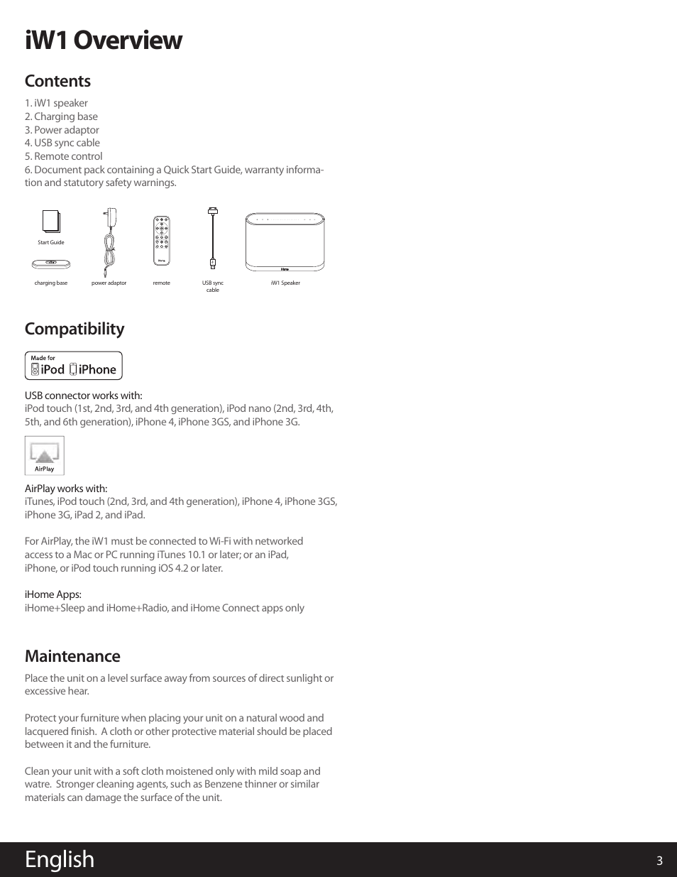 iHome IW1 User Manual | Page 3 / 12