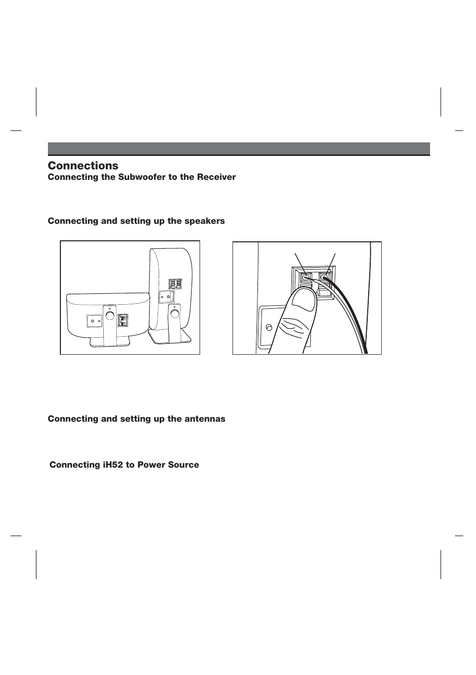 Connections, Using the ih52 | iHome IPOD IH52 User Manual | Page 11 / 19