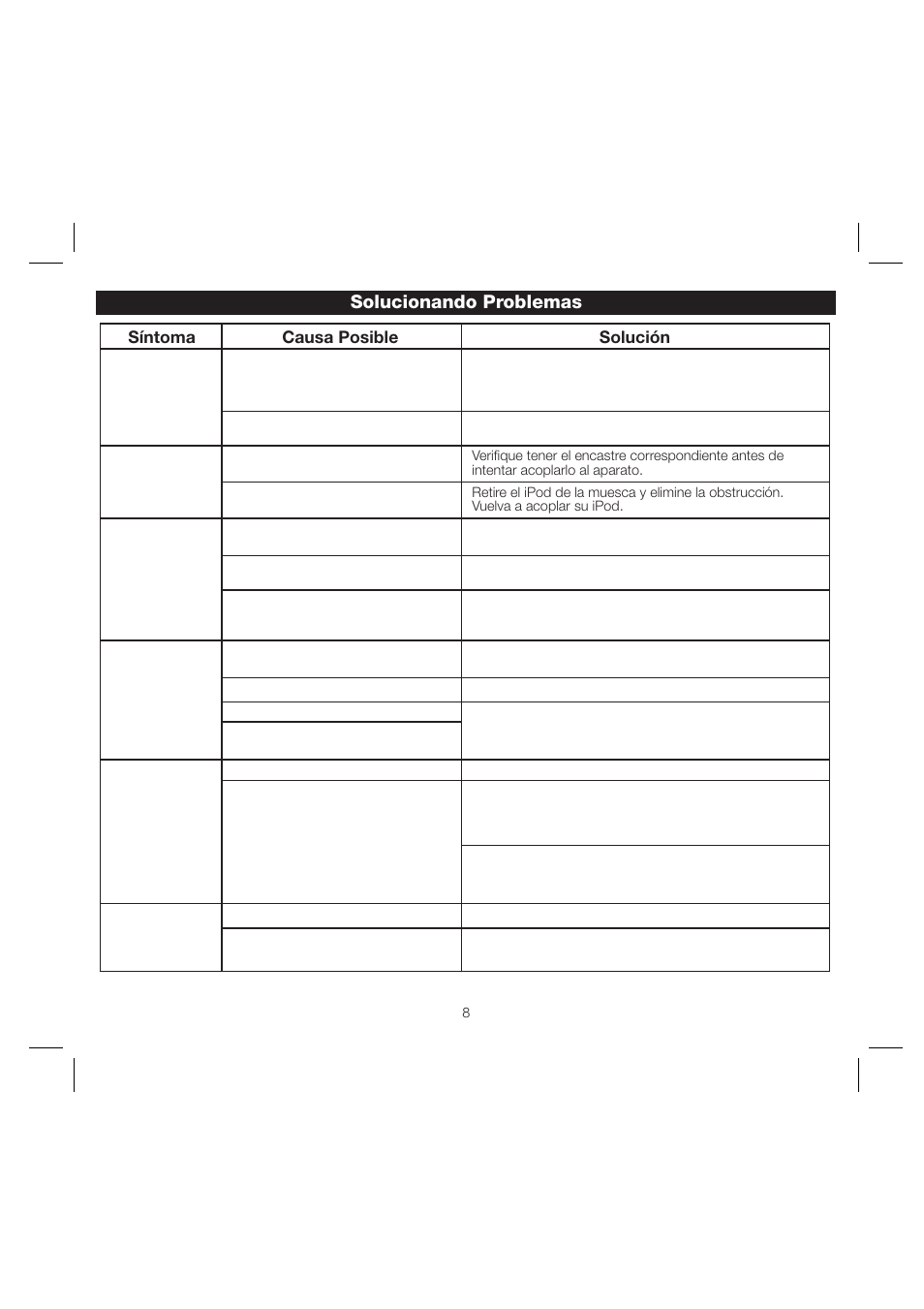 Solucionando problemas | iHome iH64 User Manual | Page 11 / 12