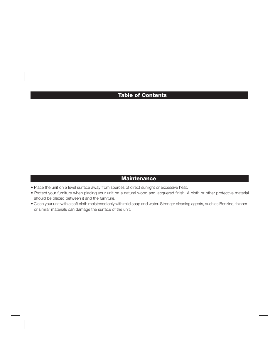 Maintenance table of contents | iHome IP23 User Manual | Page 2 / 12