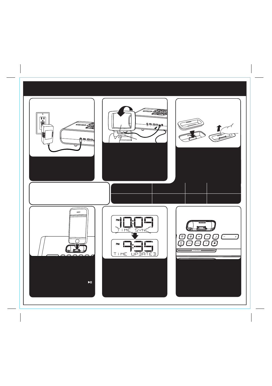 Quick start, Time sync 4: iphone/ ipod, Power | Inserts, Radio, Antennas | iHome IPHONE IA91 User Manual | Page 3 / 13