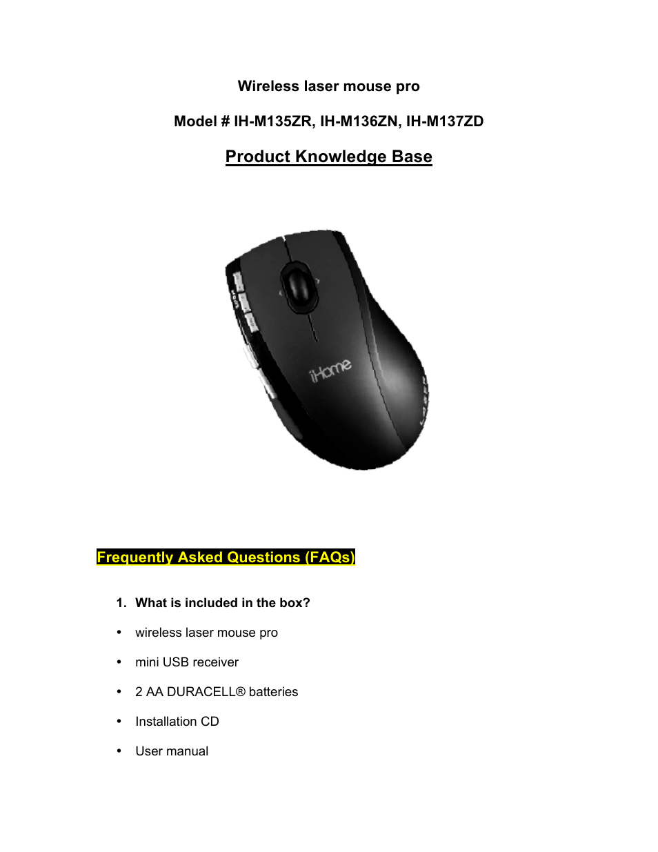 iHome IH-M137ZD User Manual | 8 pages