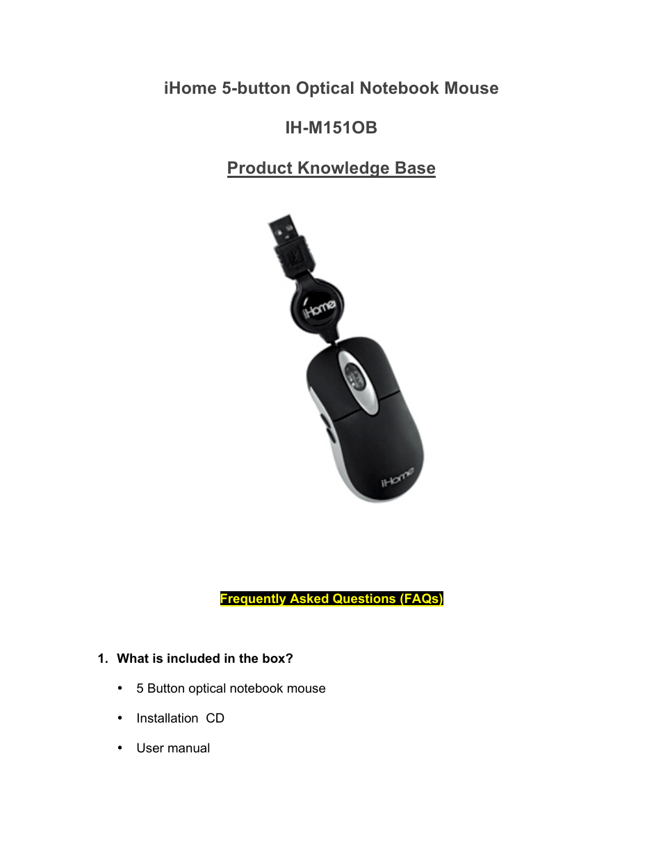 iHome IH-M151OB User Manual | 4 pages