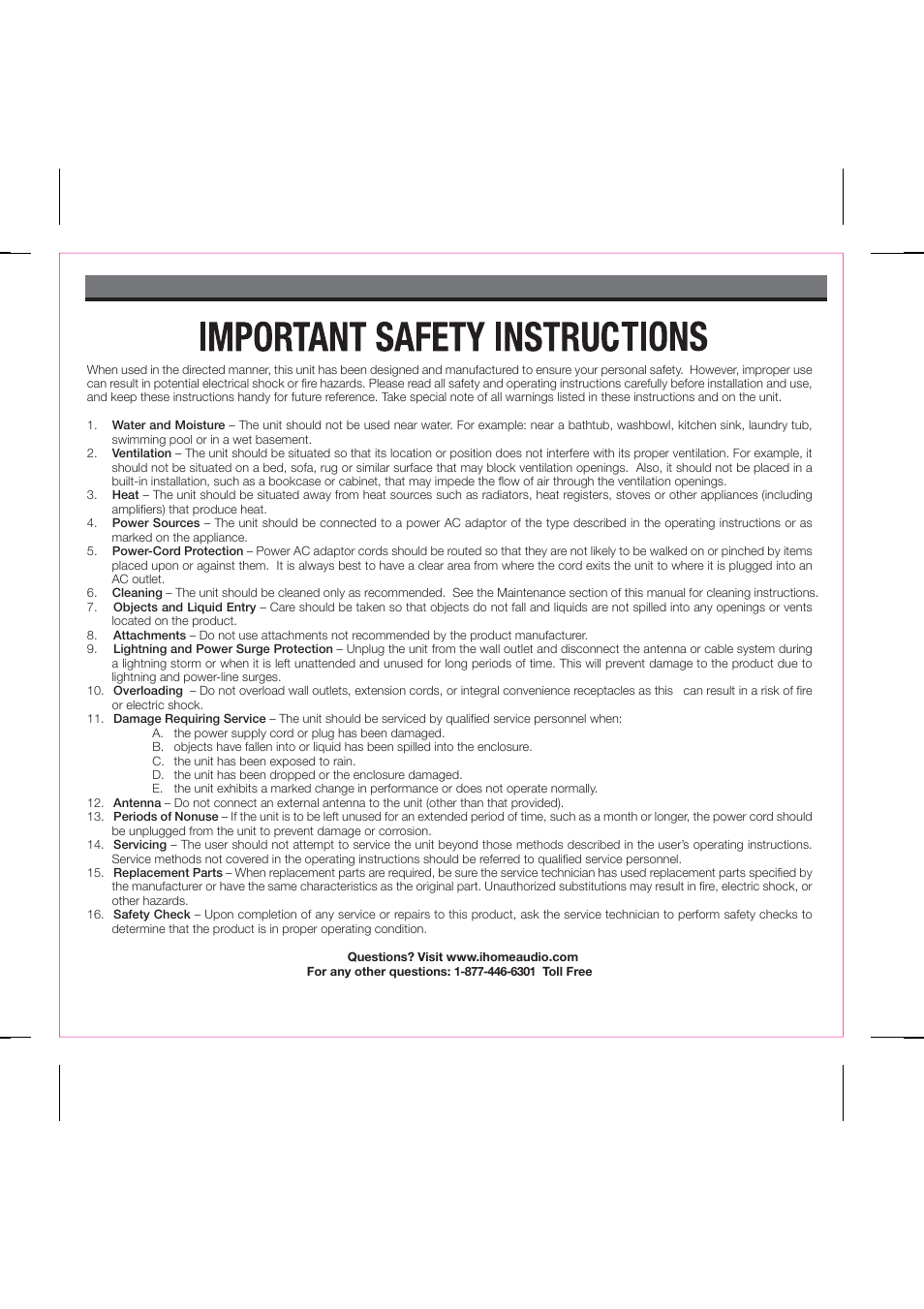 A consumer guide to product safety | iHome iP99 IB User Manual | Page 13 / 14