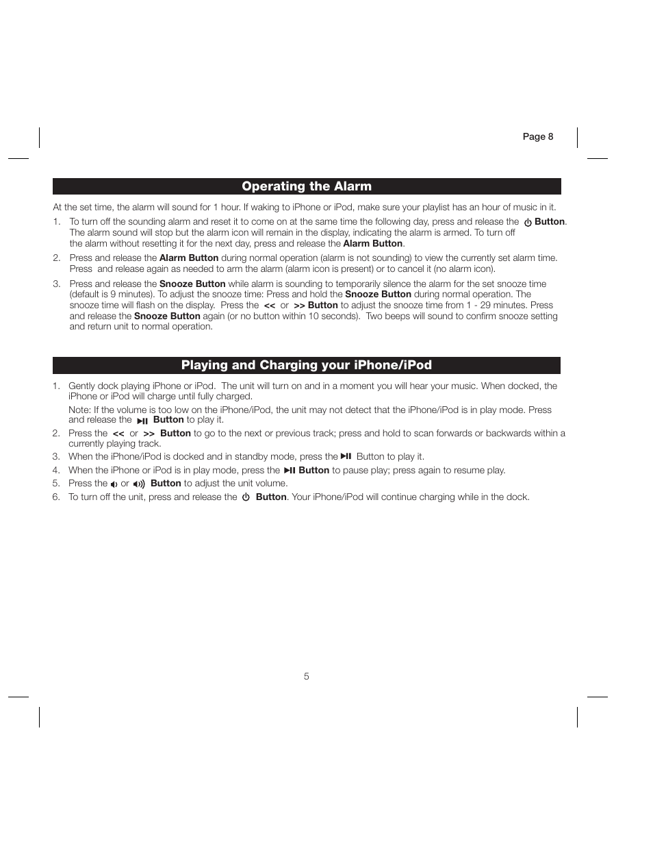 iHome IP18 User Manual | Page 8 / 12