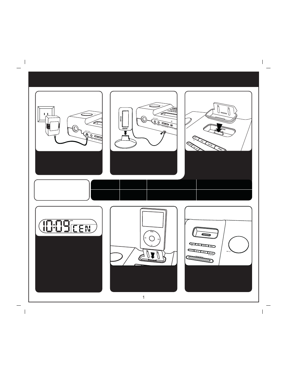 Ih55 quick start, Power 2:antenna 3:inserts 4:time, Radio | Ipod | iHome iH55 User Manual | Page 4 / 14