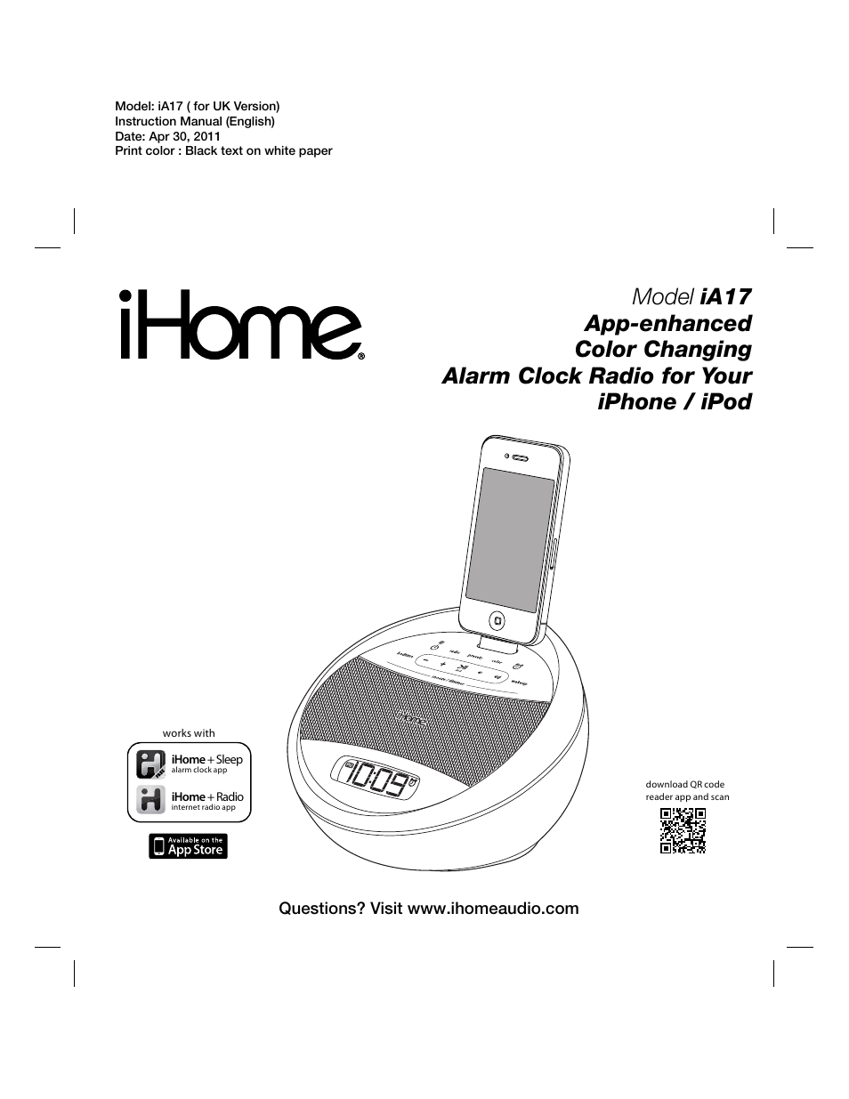 iHome IA17 User Manual | 12 pages