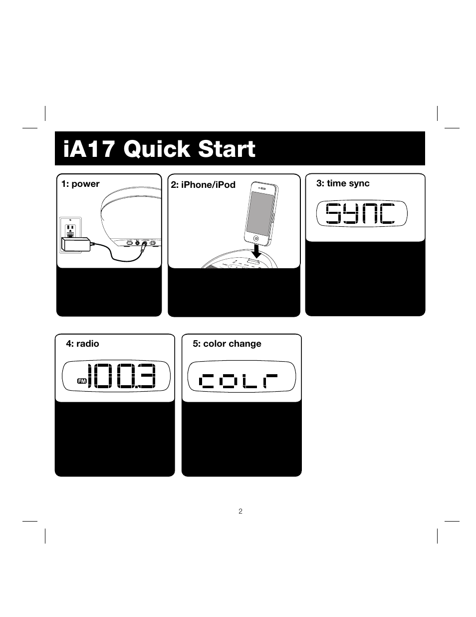 Ia17 quick start | iHome IA17 User Manual | Page 5 / 12