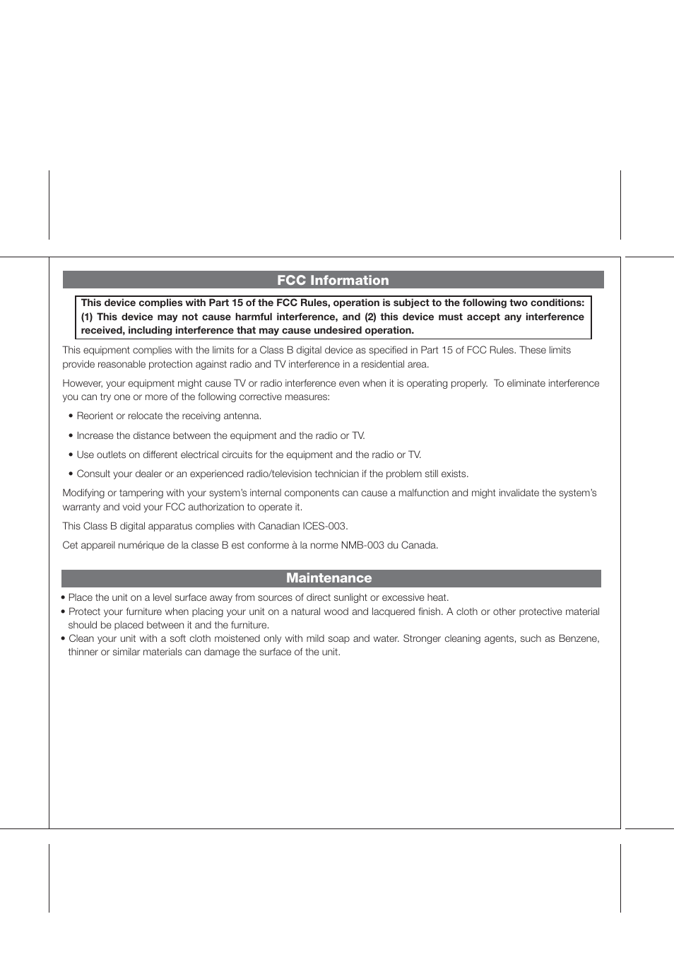 Maintenance fcc information | iHome IPOD IP56 User Manual | Page 3 / 11