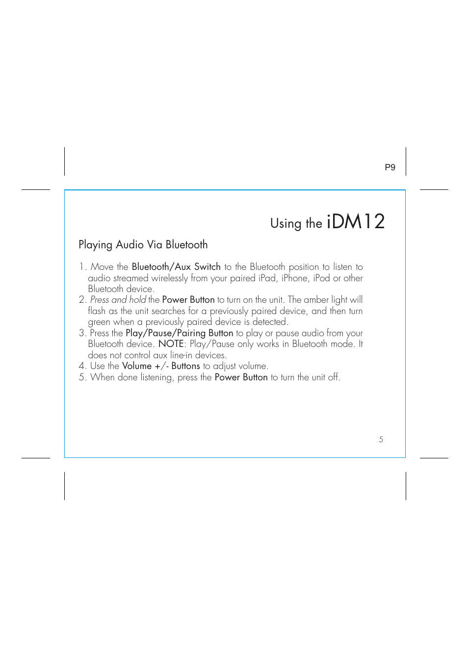 Idm12, Using the | iHome IDM12 User Manual | Page 9 / 14